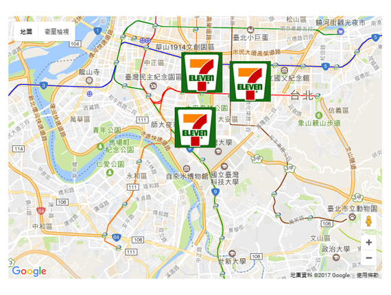 Google Map 多個門市顯示及定位